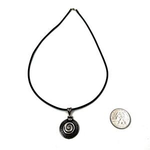 Unisex Sterling Silver Spiral Pendant Necklace on Cord